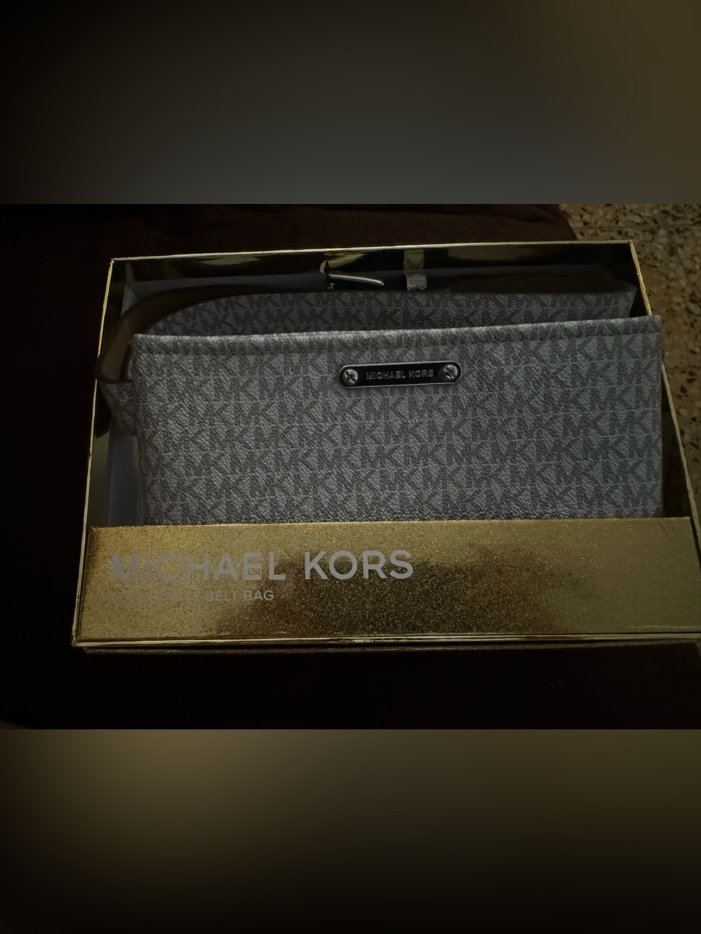 Michael Kors Gray Signature Crossbody Wallet with Logo Plaque